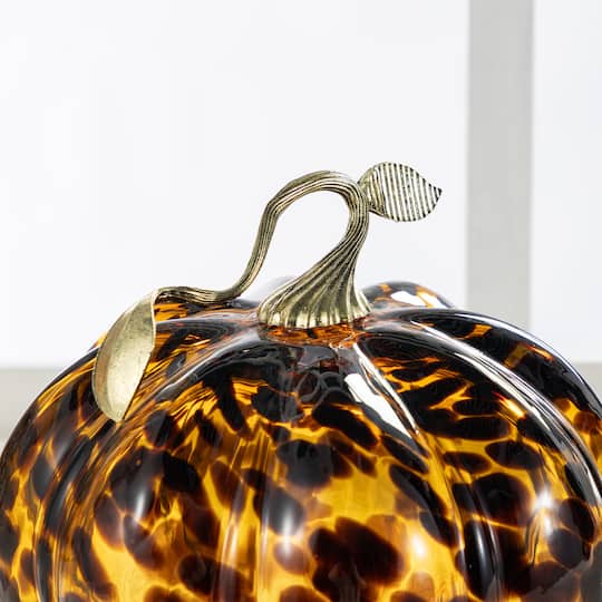Glitzhome® Amber Dots Glass Pumpkin